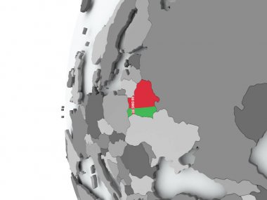 Beyaz Rusya bayrağı ile dünya üzerinde