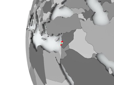 Lübnan bayrağı ile dünya üzerinde