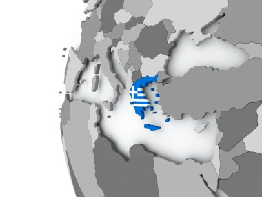 Yunanistan bayrağı ile dünya üzerinde