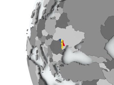 Moldova bayrağı ile dünya üzerinde