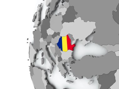 Romanya bayrağı ile dünya üzerinde