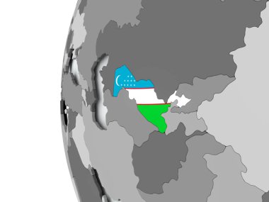 Özbekistan bayrağı ile dünya üzerinde