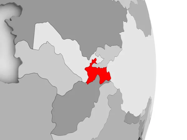Tacikistan gri siyasi dünya üzerinde — Stok fotoğraf