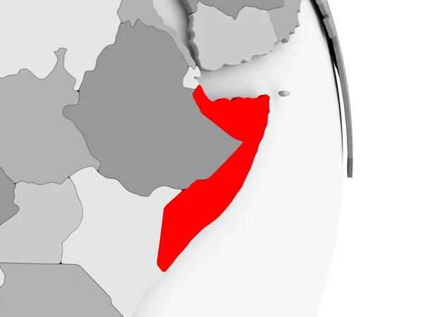 Somálsko na šedé politické globe — Stock fotografie