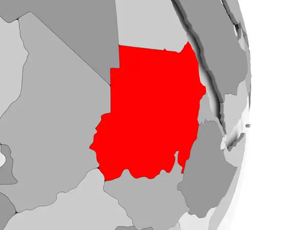 Sudan på grå politiska jordglob — Stockfoto