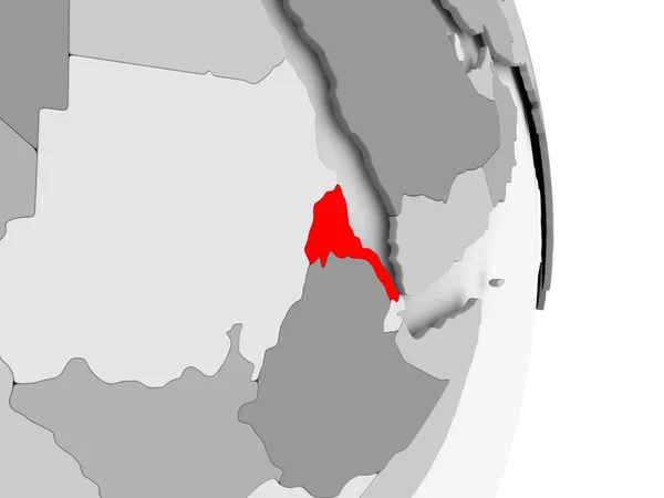 Eritrea on grey political globe — Stock Photo, Image