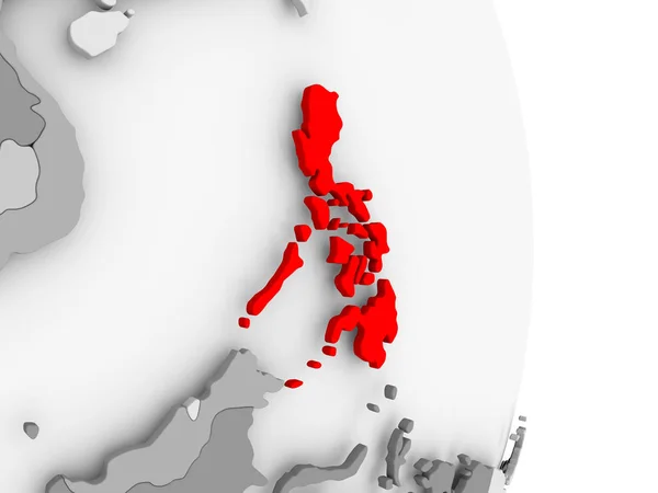 Philippines sur le globe politique gris — Photo