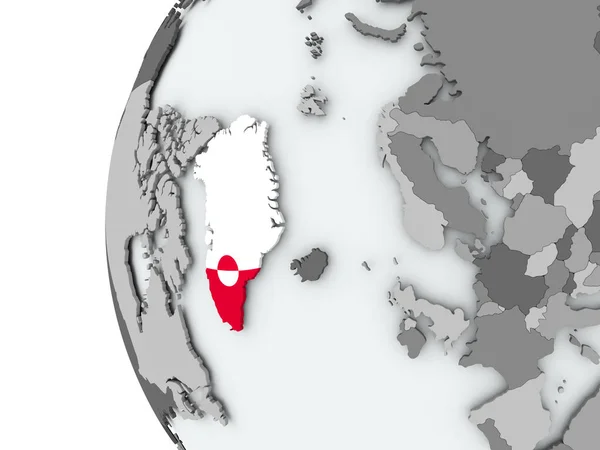 Greenland on globe with flag — Stock Photo, Image