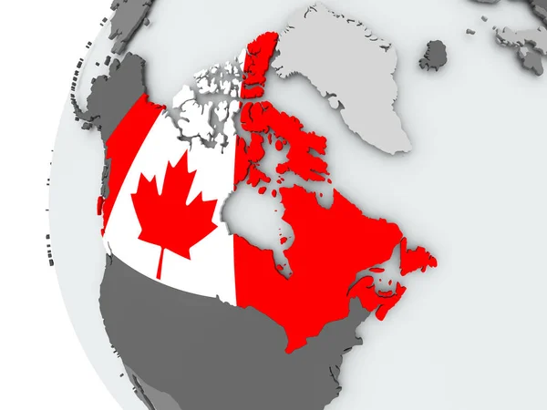 Canada on globe with flag — Stock Photo, Image