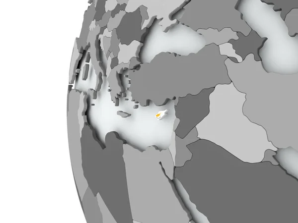 Cyprus op wereldbol met vlag — Stockfoto