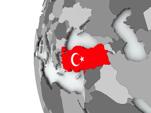 Турция на глобусе с флагом — стоковое фото
