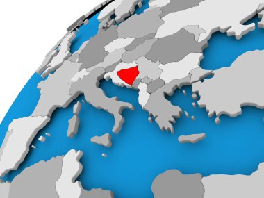 Bosna-Hersek Haritası kırmızı