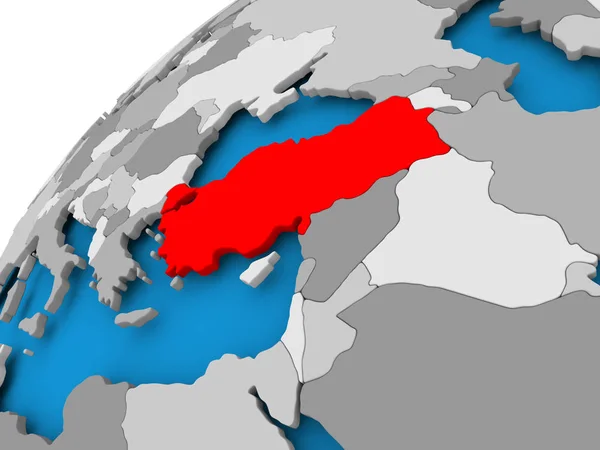 Mapa Turcji w kolorze czerwonym — Zdjęcie stockowe