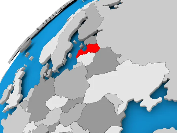 红色的拉脱维亚地图 — 图库照片