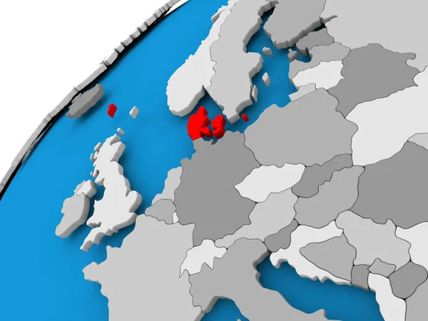 红色的丹麦地图 — 图库照片