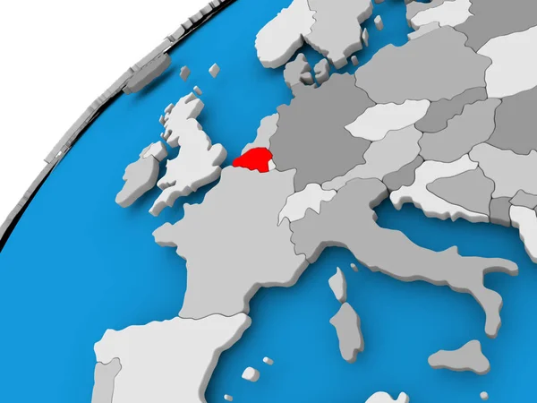 Mapa Belgia w kolorze czerwonym — Zdjęcie stockowe
