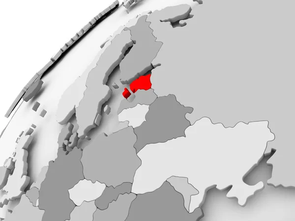 Estonia na szary Globus polityczny — Zdjęcie stockowe