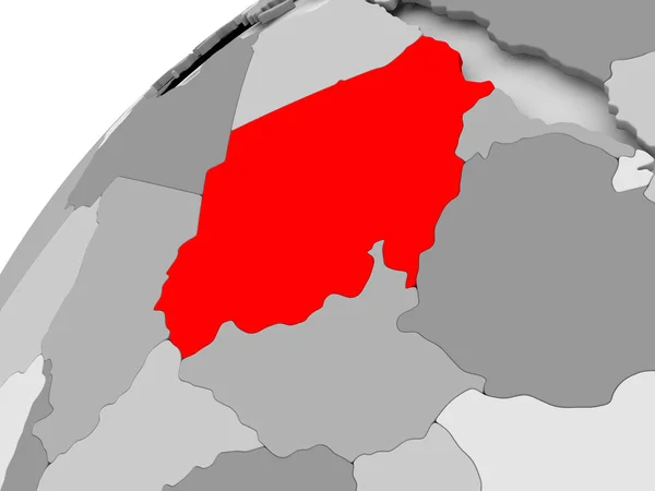 Sudan på grå politiska jordglob — Stockfoto
