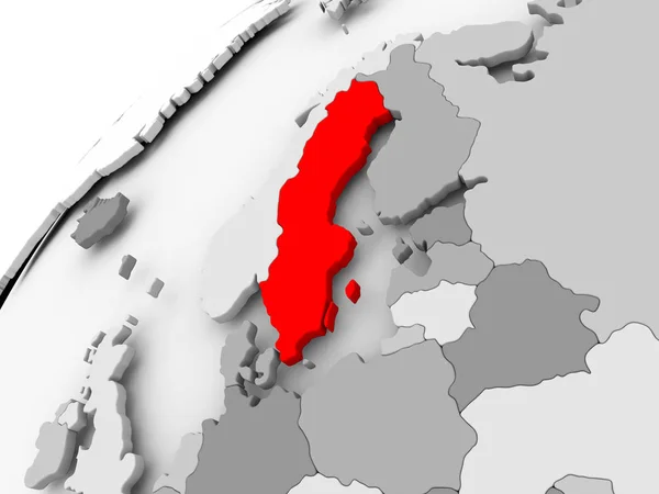 İsveç gri siyasi dünya üzerinde — Stok fotoğraf