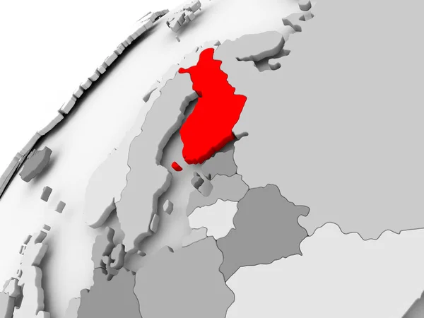 Finlandiya gri siyasi dünya üzerinde — Stok fotoğraf