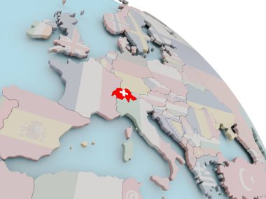 İsviçre Haritası bayrak ile