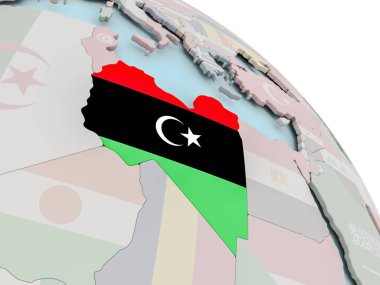 Libya Haritası bayrak ile