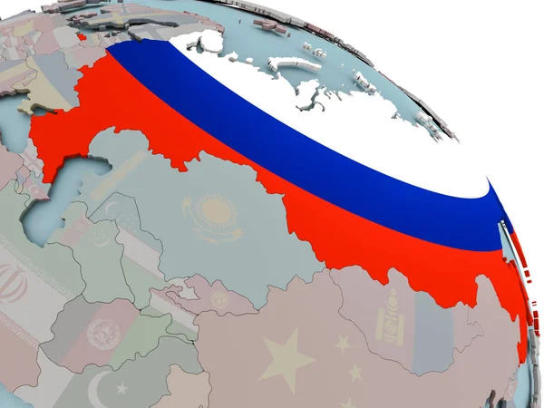 Mapa da Rússia com bandeira — Fotografia de Stock