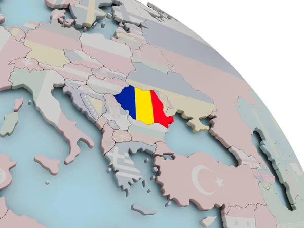 Mappa della Romania con la bandiera — Foto Stock