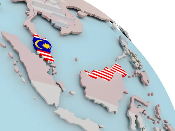 Mapa da Malásia com bandeira — Fotografia de Stock