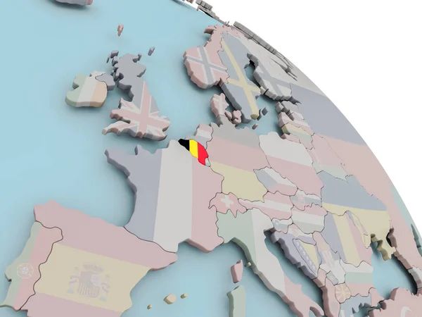 Karta över Belgien med flagga — Stockfoto
