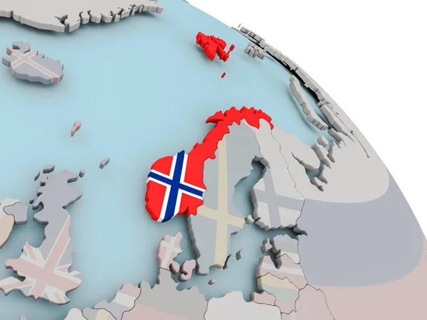 Karta över Norge med flagga — Stockfoto