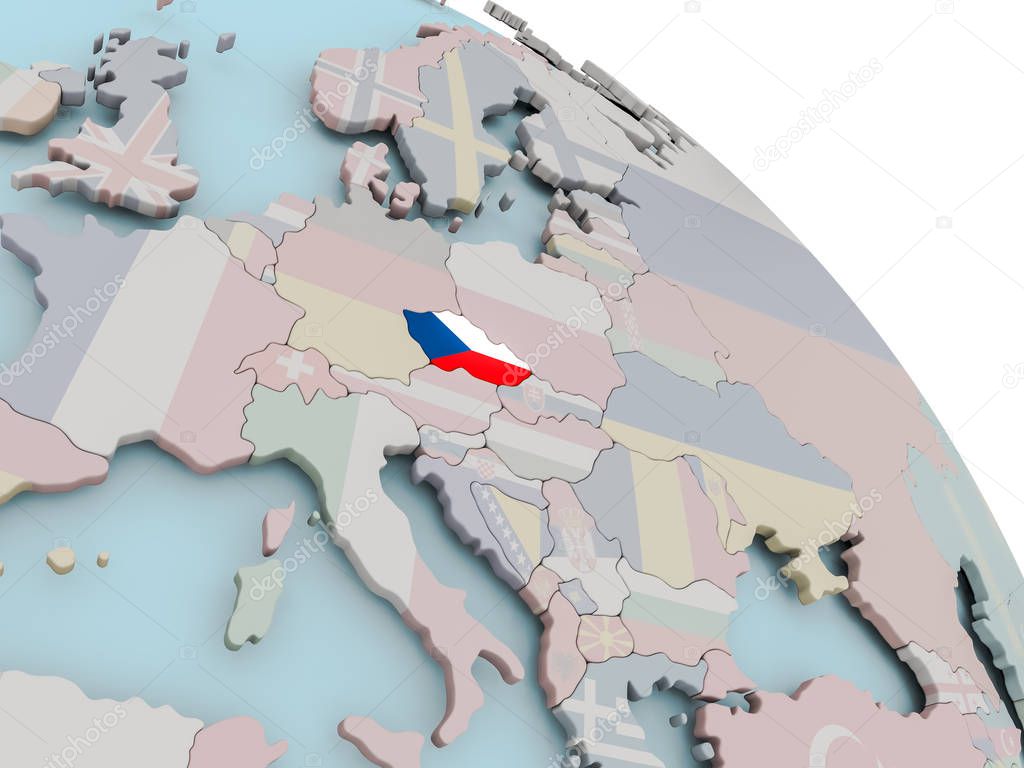 Map of Czech republic with flag