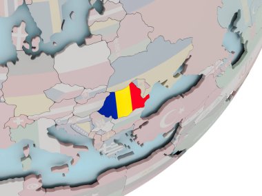 Romanya bayrakları ile dünya üzerinde