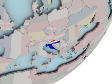 Hırvatistan bayrağı ile dünya üzerinde