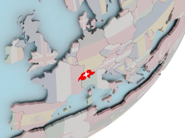 İsviçre bayrağı ile dünya üzerinde