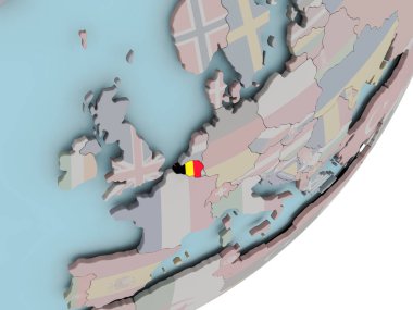 Belçika bayrağı ile dünya üzerinde