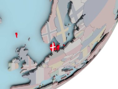 Danimarka bayrağı ile dünya üzerinde