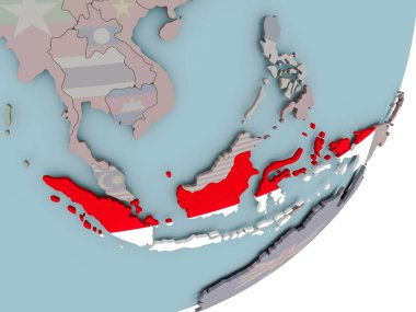 Endonezya bayrağı ile dünya üzerinde