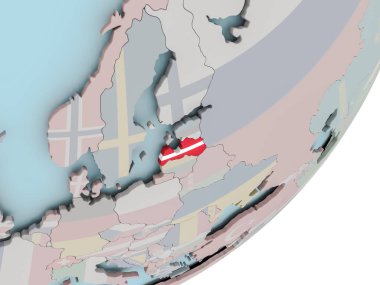 Letonya bayrağı ile dünya üzerinde