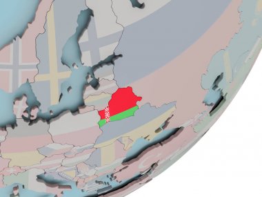 Dünya bayrakları ile üzerinde Beyaz Rusya