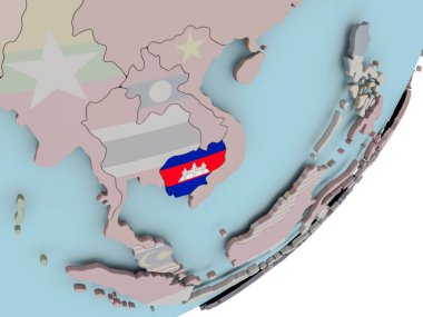 Kamboçya bayraklı dünya üzerinde