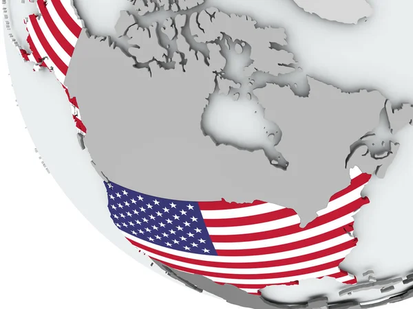 Usa flagga på politiska jordglob — Stockfoto