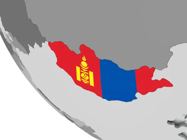 Флаг Монголии по политическому миру — стоковое фото