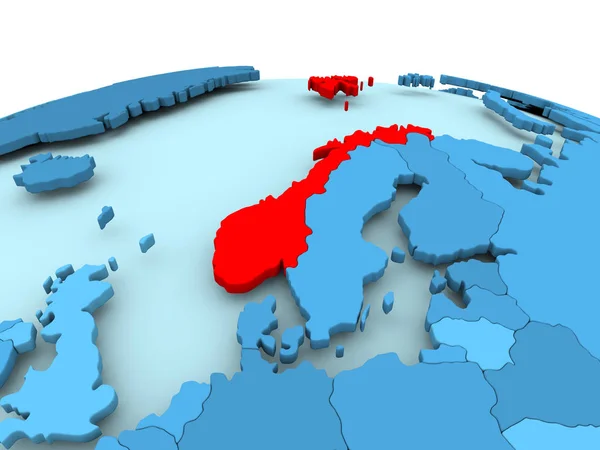Norvegia sul globo politico blu — Foto Stock