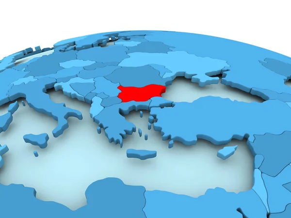 Bulgária em azul globo político — Fotografia de Stock