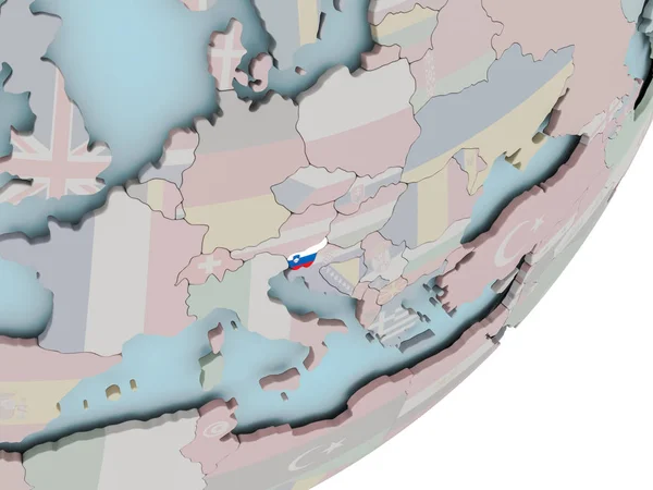Eslovenia en globo con banderas —  Fotos de Stock