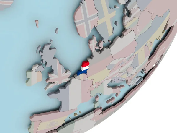 Países Bajos en globo con banderas — Foto de Stock