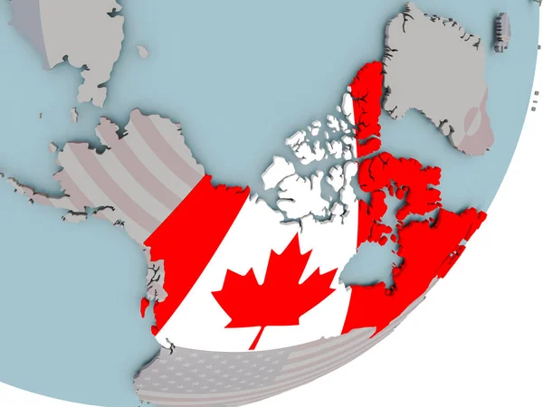 Canada on globe with flags — Stock Photo, Image