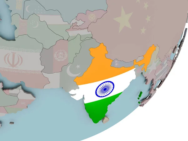 Індія по всьому світу з прапорами — стокове фото