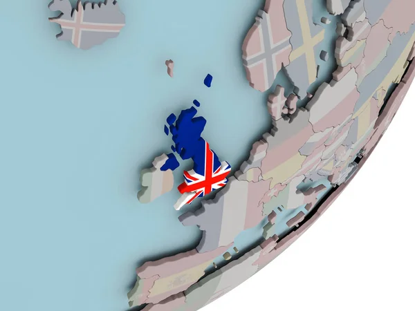 Wielka Brytania na świecie z flagami — Zdjęcie stockowe